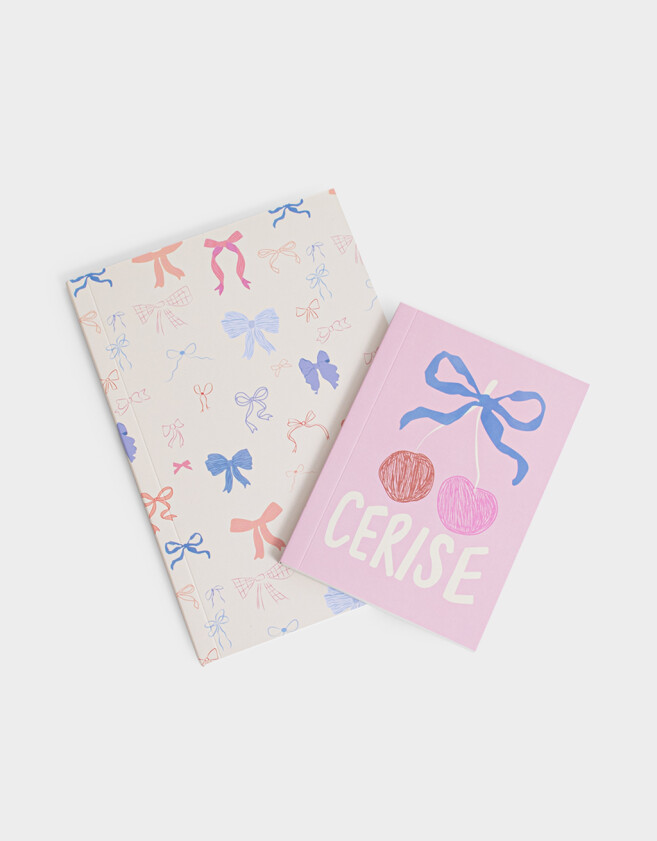 Anotadores Cuadernos y Memos Estampados Set De Cuadernos Moño Y Cherry - Combinacion Multicolor