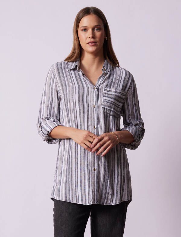 Camisa Lino Lineas GRIS/MULTI