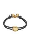 PULSERA DE HILO ELÁSTICO NEGRO CON CORAZÓN BAÑADO EN ORO 18K Pulsera