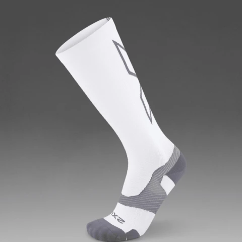 Vectr Light Cushion Full Length Compression Socks - Unisex White/grey