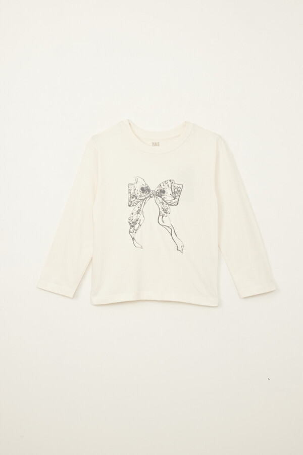 Remera bordado moña Blanco