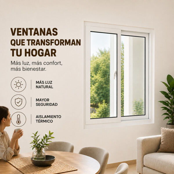 Ventana de PVC Blanco 120 X 150 Corrediza Aislante Premium Ventana de PVC Blanco 120 X 150 Corrediza Aislante Premium