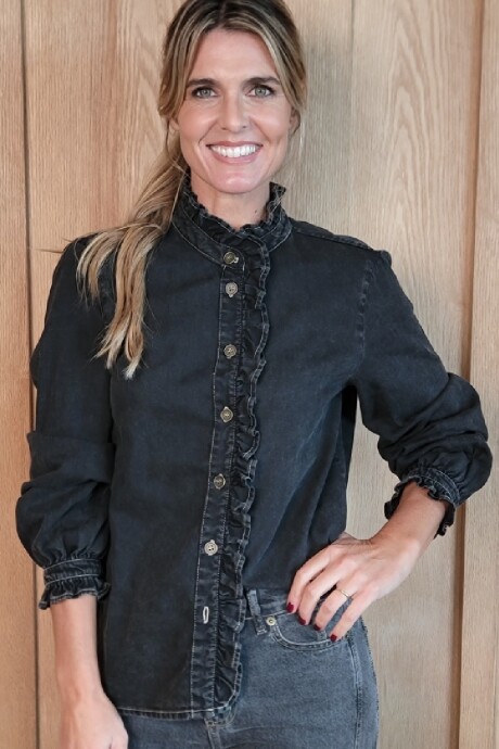 Camisa Franca Denim Negro