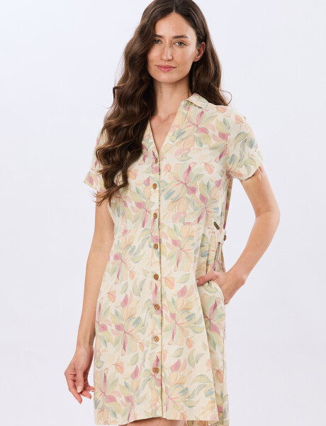 VESTIDO DE LINO ESTAMPADO Coral