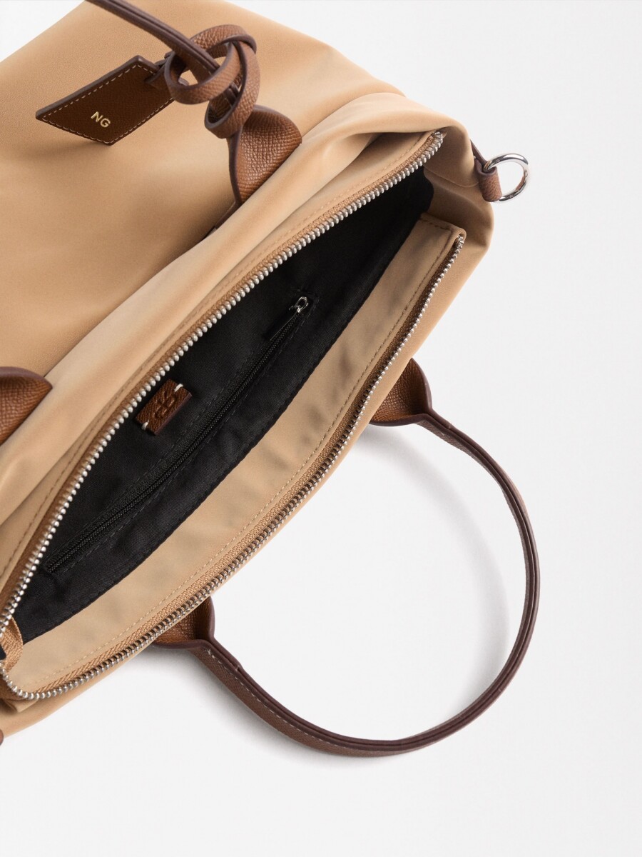 Bolso Tote Con Textura Suave L taupe