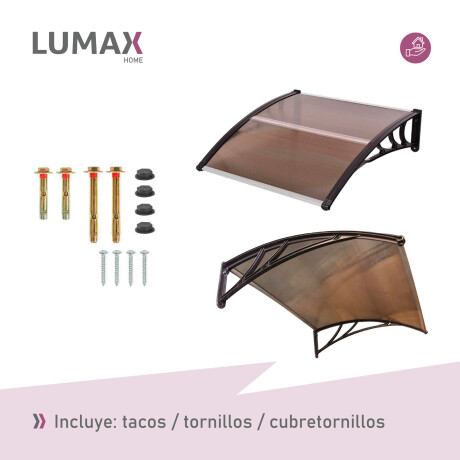 Alero Policarbonato Transparente Y Soporte Negro 1.0 X 0.8 M Bronce