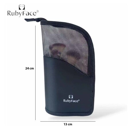 Set Maquillaje 10 Brochas Pinceles con Estuche + Esponjas Negro