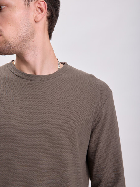 Remera manga larga textura Gris Oscuro
