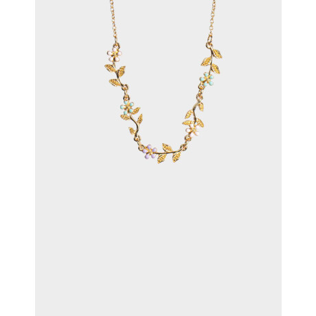 Collares Cortos Con flores Dorado