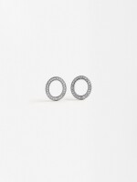 Pendientes Aros Con Zirconias plateado