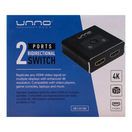 Switch HDMI Unno Bidireccional HB1201BK 001