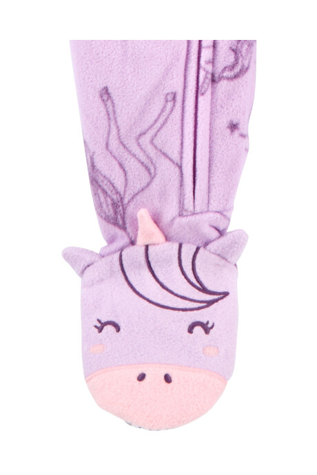 Pijama una pieza de micropolar con pie diseño unicornio Sin color