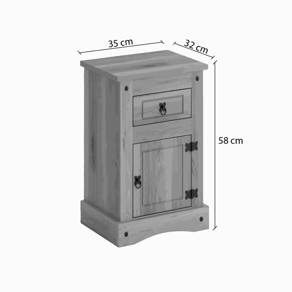 Mesa de luz 1 Cajon 1 puerta - Linea Mexicana - Ecommerce Nogal