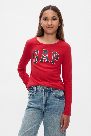 Remera Logo Gap Manga Larga Niña Modern Red