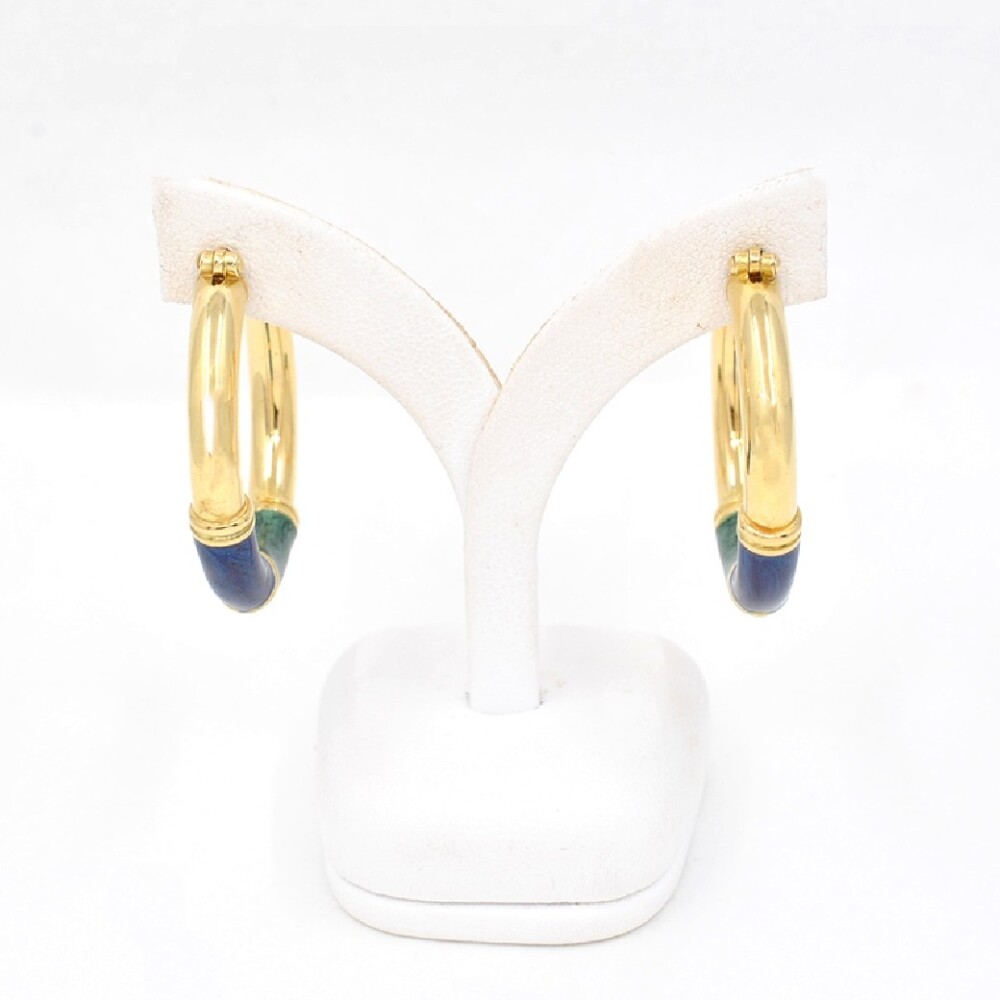 Aros En Oro 18K Con Esmalte En 2 Colores Aros En Oro 18K Con Esmalte En 2 Colores