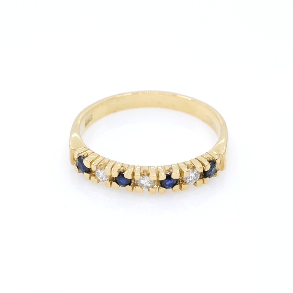 Anillo medio sin fin zafiros y brillantes con engarce 4 puntas 