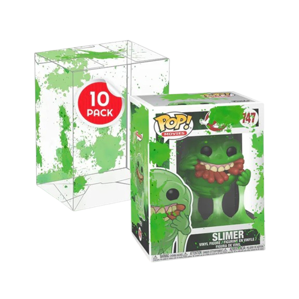 Protectores para Funko Pop - Pack x10 - Salpicadura Verde - 0,40mm *No incluye funko* 
