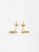 Pendientes Cruz Con Circonitas - Plata De Ley 925 dorado