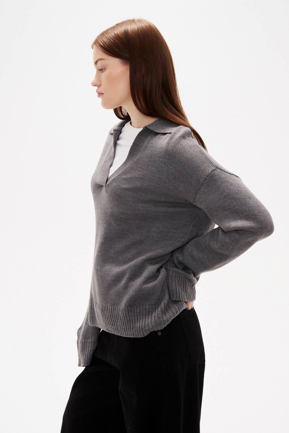 Sweater Dapa Gris Melange Oscuro