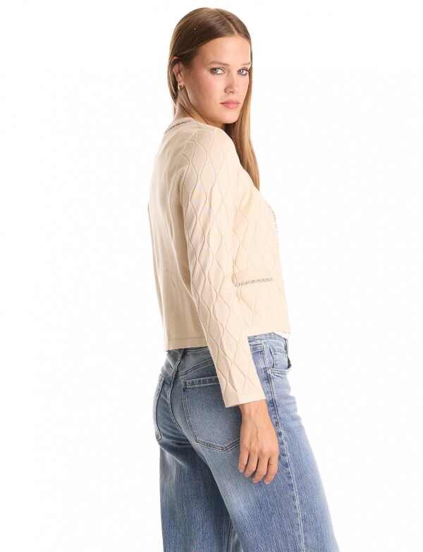 Cardigan Rombos & Cadena BEIGE