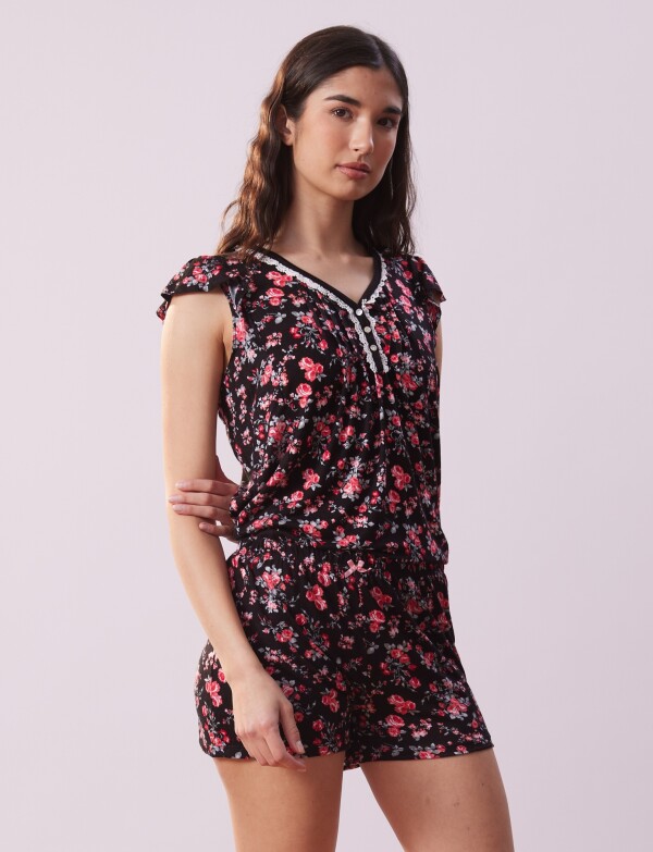 Pijama C/short MULTI/NEGRO