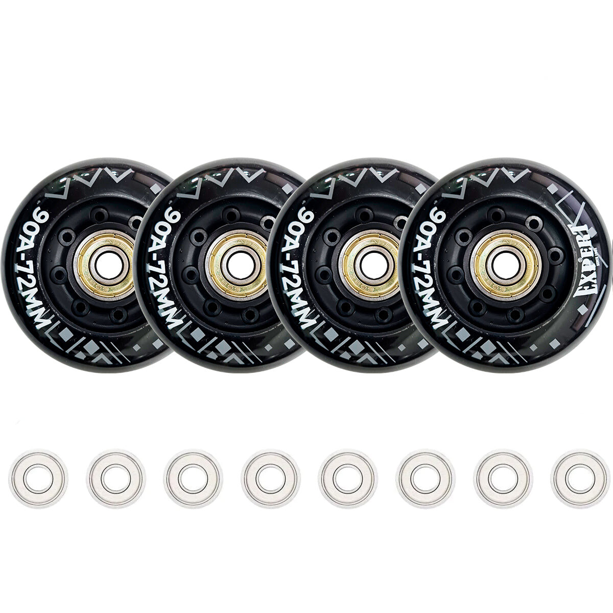 Set Ruedas Silicona Patín Rollers 72mm +8 Rulemanes - 1 