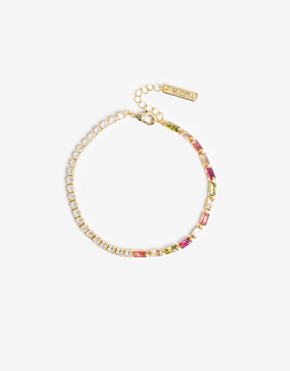 Pulsera Flexible Con Cubic Zirconia - Dorado 