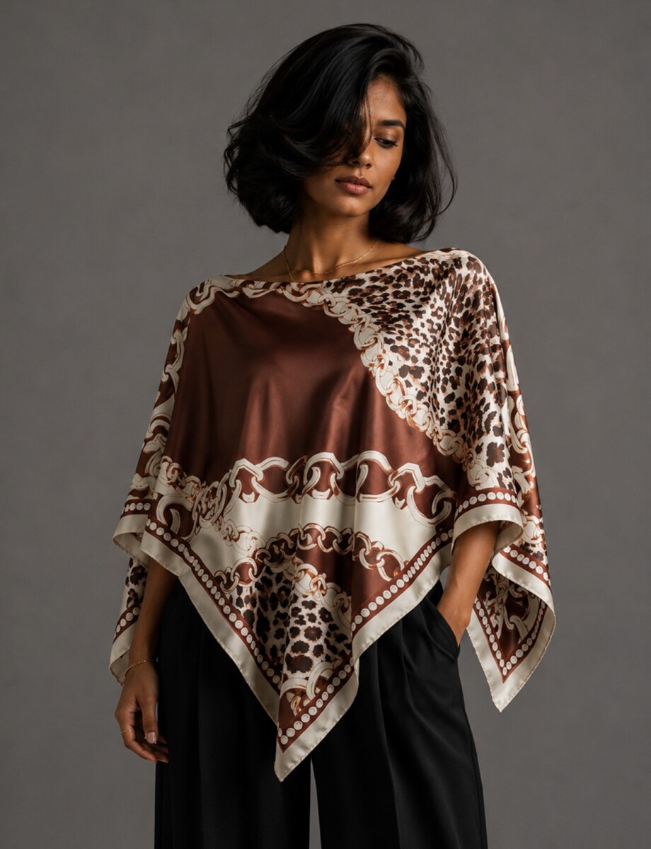 Poncho Saten Cadenas - Marron/multi 