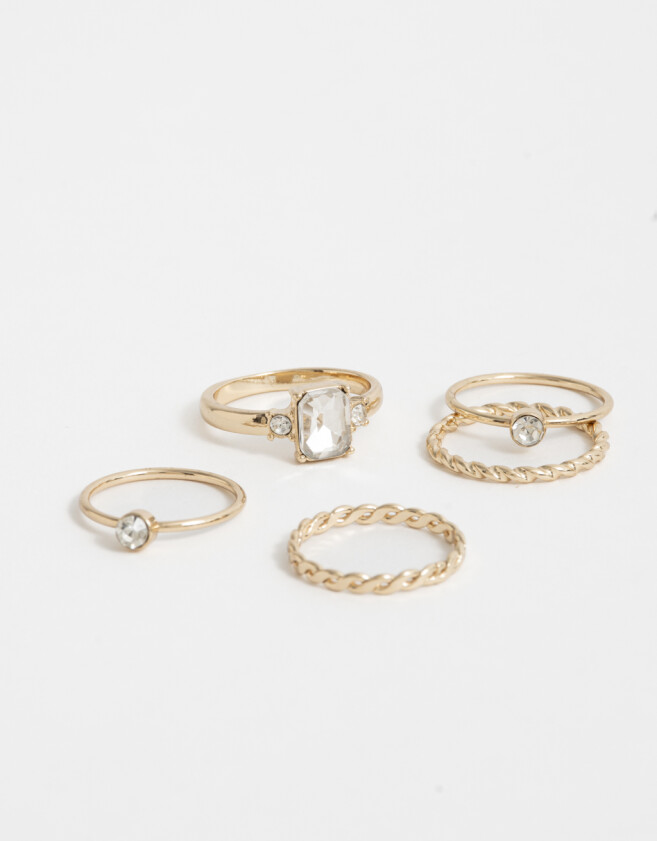 Sets Anillos Strass Crystal Sets De Anillos Con Strass Crystal - Dorado