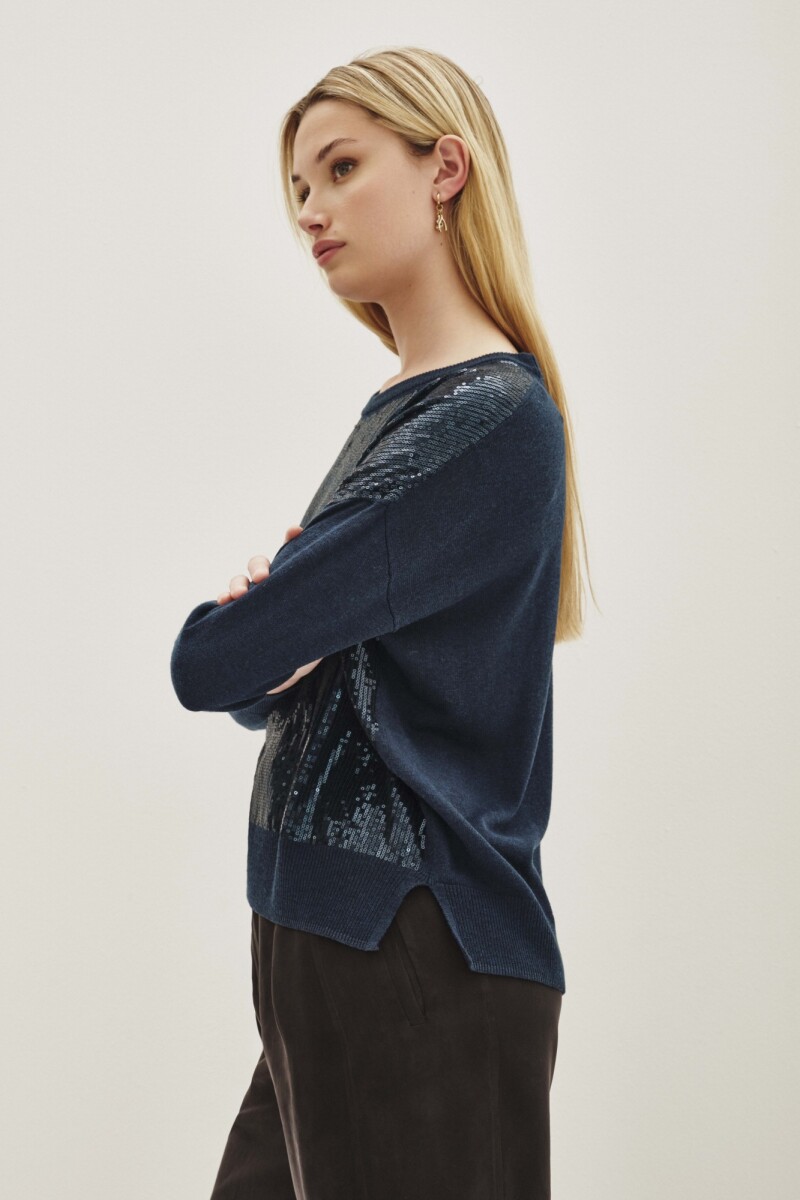 Sweater Sequins Petroleo