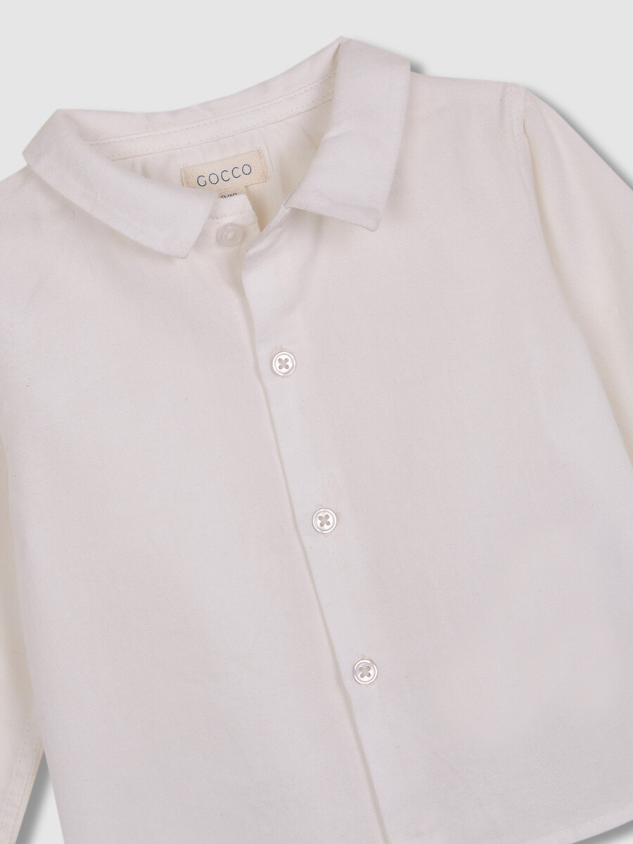 Camisa Cuello Pico Blanco Roto