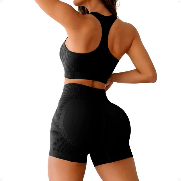 Conjunto Deportivo Short Levanta GlÃºteos Push Up MÃ¡s Top Negro