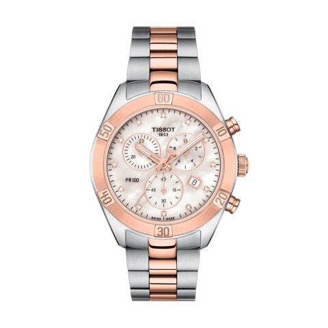 Reloj Tissot T1019172211600 PR 100 Sport Chic Chronograph para mujer de acero bicolor Reloj Tissot T1019172211600 Pr 100 Sport Chic Chronograph Para Mujer De Acero Bicolor