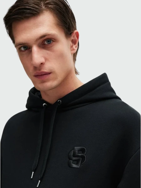 BOSS Sudadera con Capucha de Algodón con Monograma Doble B Negro