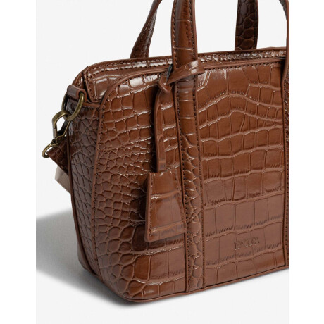 Bandolera Efecto Croco Marron Chocolate