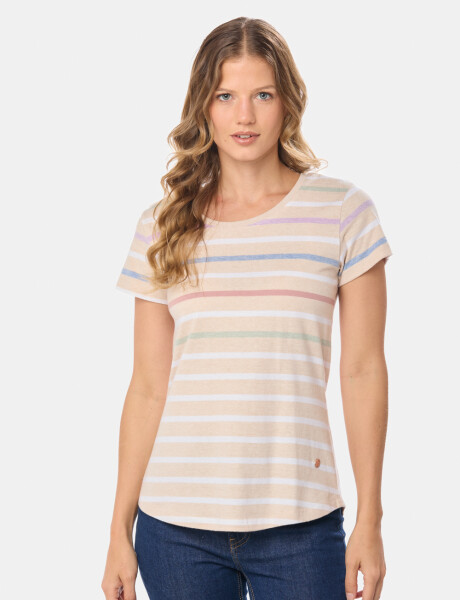 REMERA RAYADA Beige