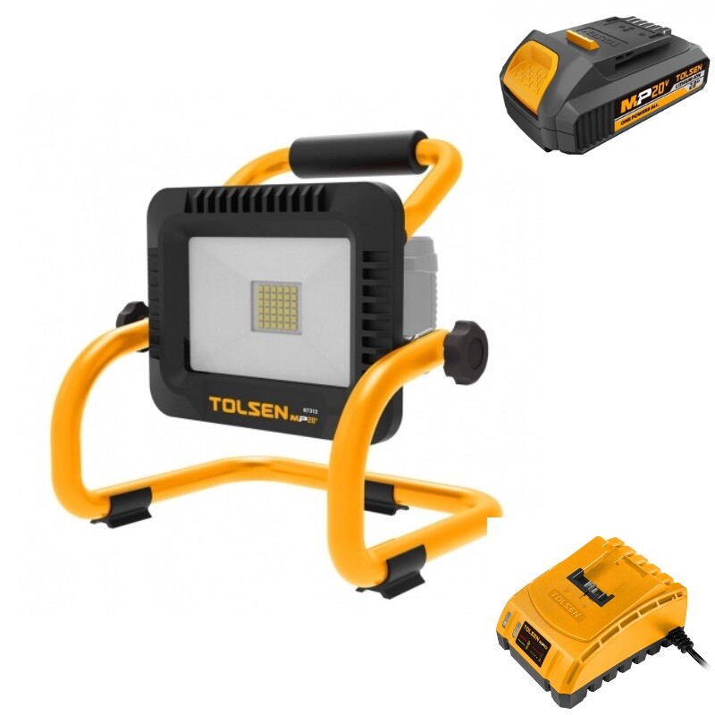 TOLSEN COMBO FOCO DE TRABAJO LI-ION 20V 20W 2000LM + BATERIA Tolsen Foco De Trabajo Li-ion 20v 20w 2000lm (*)