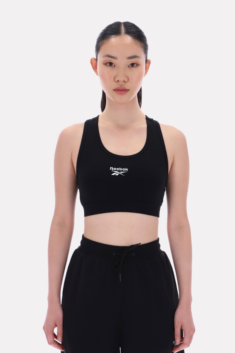 Piper scoop neck small logo bra top Negro