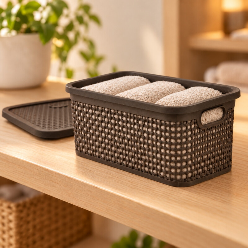 Set x3 Caja simil ratán 4 lts CHOCOLATE