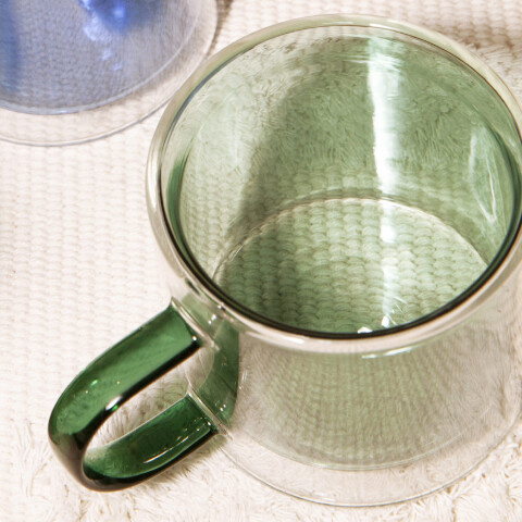 Taza doble vidrio 240ml verde