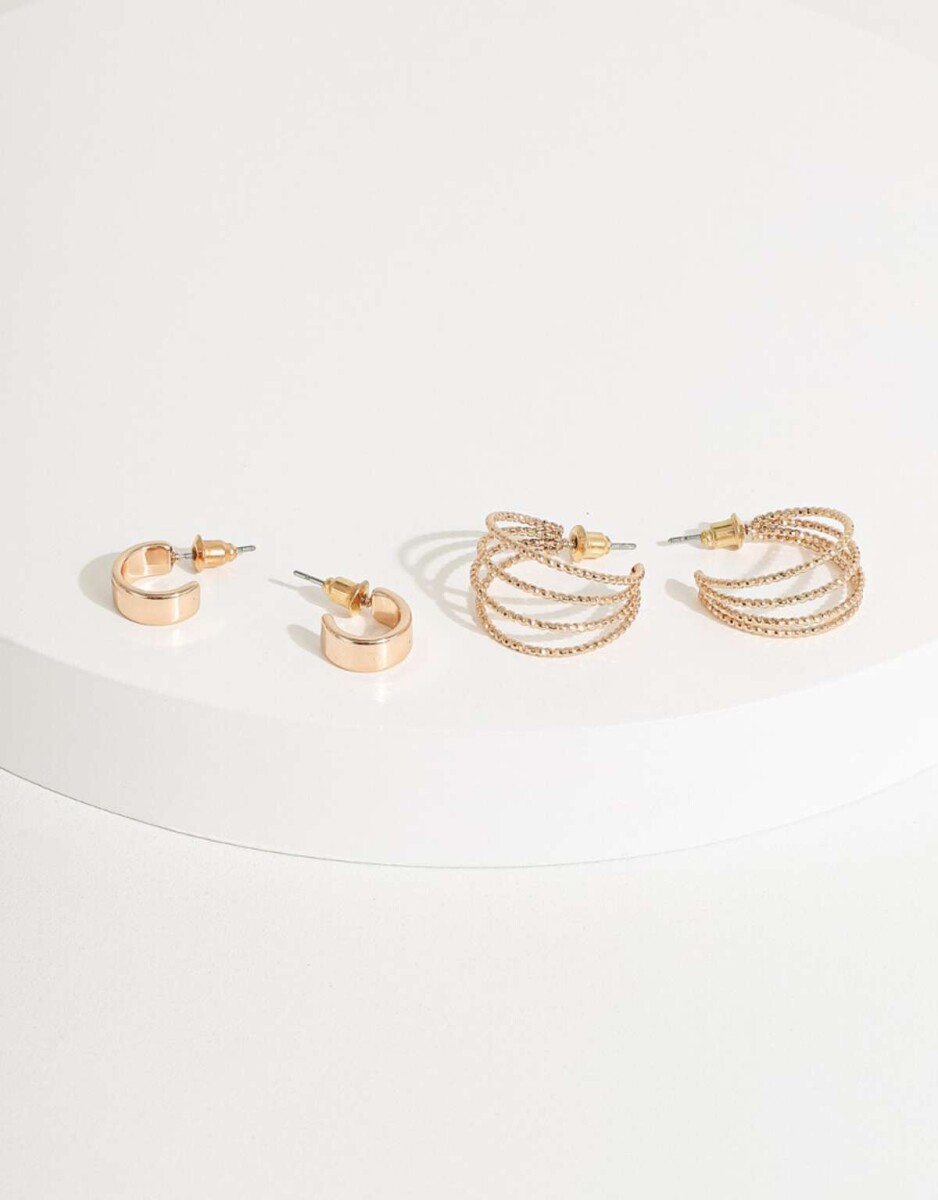 Set De Argollas De Metal Reciclado - Dorado 