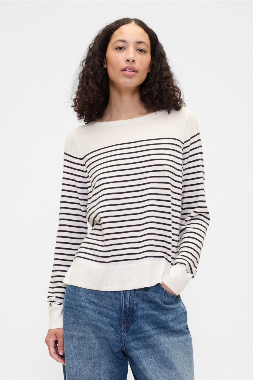 Buzo Cuello Bote A Rayas Mujer Milk Stripe