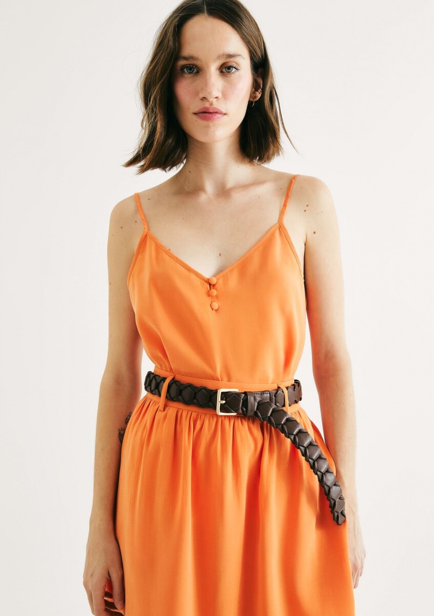 CAMISETA SIN MANGAS REGULAR EN TONO MELOCOTÓN - NARANJA 