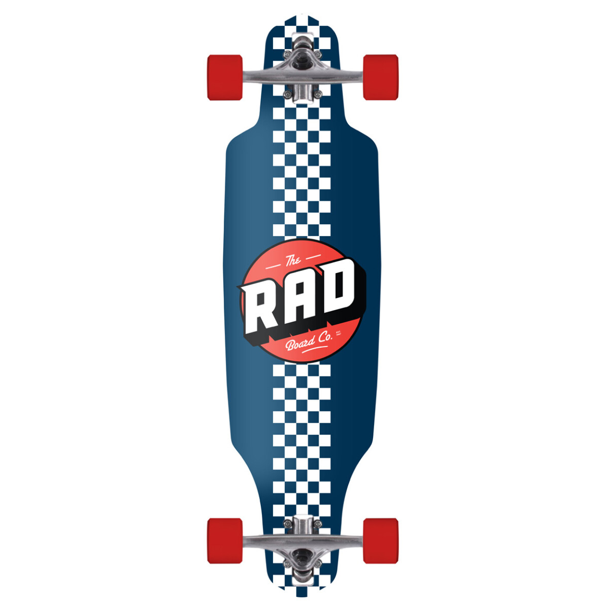 Longboard Rad Drop Through 36" x 9" Modelo Checker Stripe - Navy/White 
