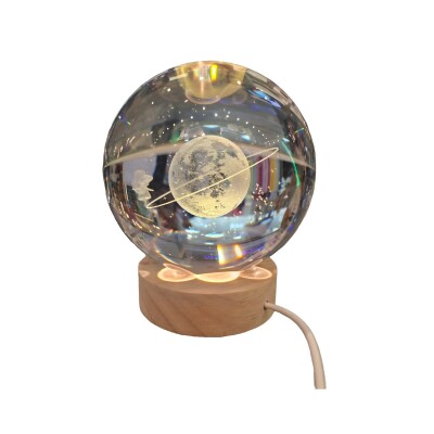 Lámpara Veladora de Cristal 3D en Forma de Planeta 10cm Lámpara Veladora de Cristal 3D en Forma de Planeta 10cm