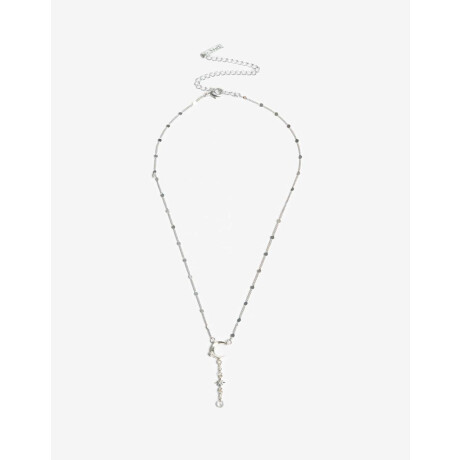 Collar Luna Con Cubic Zirconia Plateado