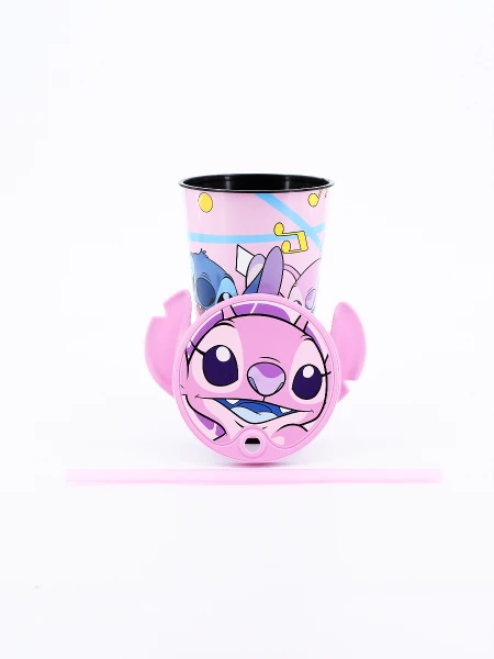 VASO CON SORBITO STITCH ROSADO