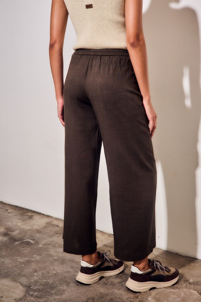 Pantalón Con Lino Oliva