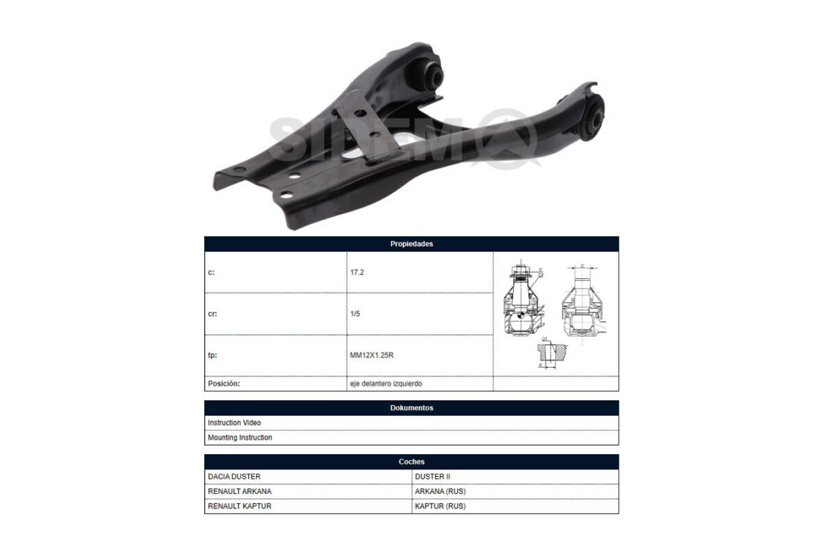 Parilla De Suspension Delantera Renault Oroch/Duster 21-25 Izq Parilla De Suspension Delantera Renault Oroch/Duster 21-25 Izq