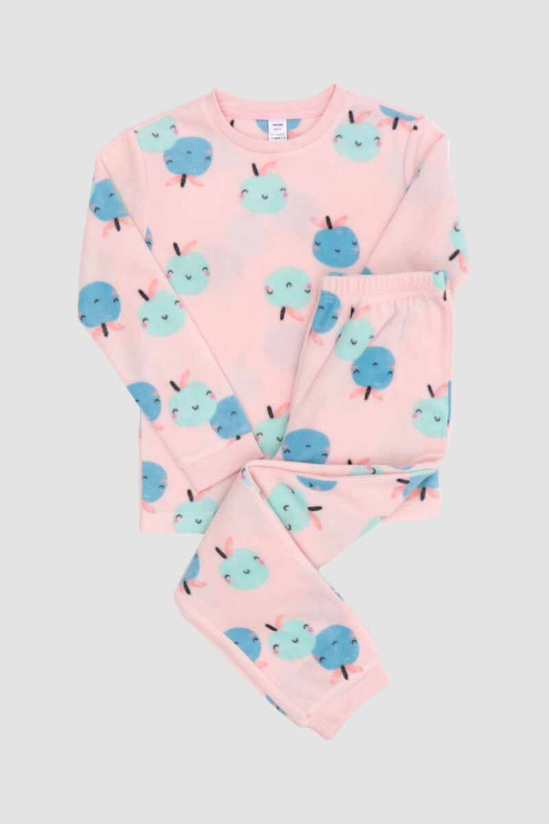 Pijama infantil polar manzanitas Rosado